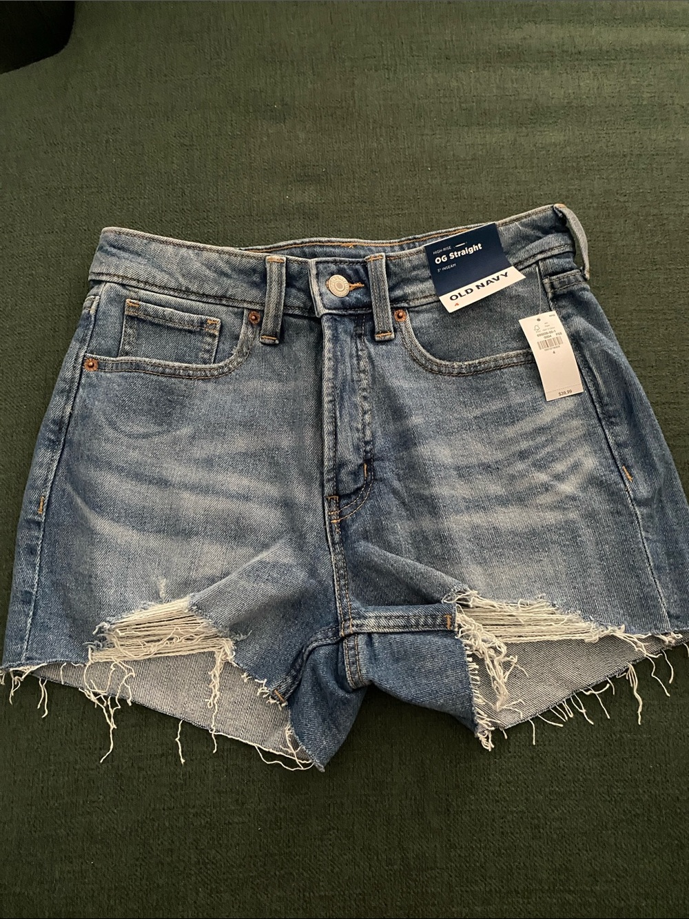 Old Navy Blue Distressed OG Straight Denim Shorts